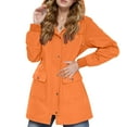 thumbnail image 1 of XFLWAM Rain Jacket Women Sherpa Lined Hooded Coats Lightweight Outdoor Jackets Windbreaker Long Sleeve Tops with Pockets Orange S, 1 of 8