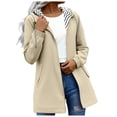 thumbnail image 1 of XFLWAM Rain Jacket Women Waterproof Windbreaker Lightweight Jackets with Pockets Striped Lined Hood Z-Beige M, 1 of 7