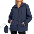 thumbnail image 1 of XFLWAM Rain Jacket for Women Waterproof Lightweight Windbreaker Jacket with Hood Packable Raincoat with Pockets Navy Blue XXL, 1 of 8