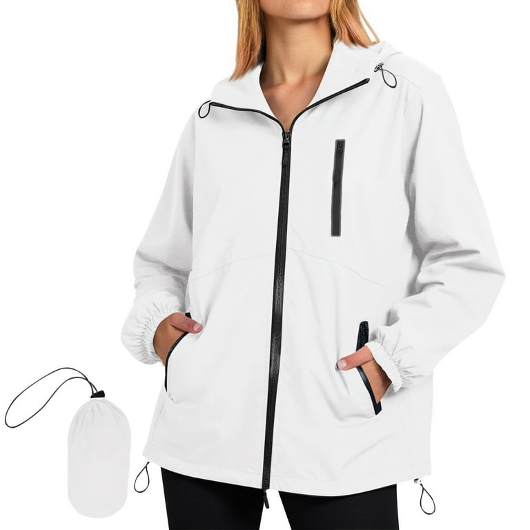 XFLWAM Rain Jacket for Women Waterproof Lightweight Windbreaker