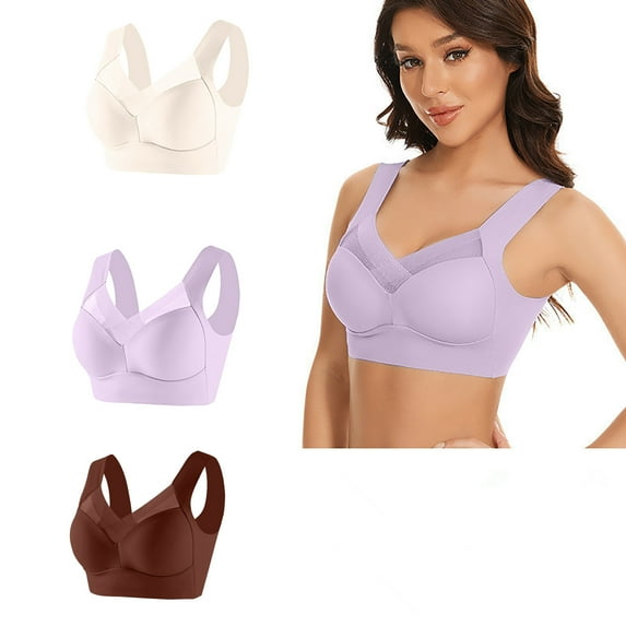 XFLWAM Seamless Push Up Bras for Older Women Wireless Posture Correcting Bra with Support Bra for Seniors Full Coverage Everyday Bra