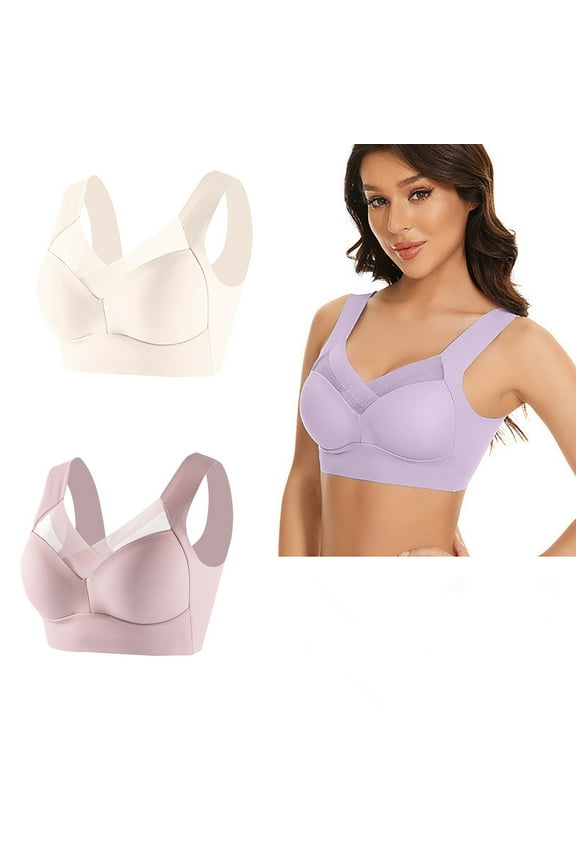 Seamless Push Up Bras for Older Women Wireless Posture Correcting Bra with Support Bra for Seniors Full Coverage Everyday Bra