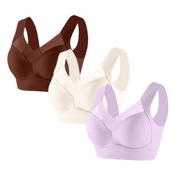 XFLWAM Seamless Push Up Bras for Older Women Wireless Posture Correcting Bra with Support Bra for Seniors Full Coverage Everyday Bra