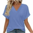 thumbnail image 1 of XFLWAM Short Sleeve T Shirt for Womens V Neck Tops Summer Casual Top Cute Basic Trendy Outfits Fashion, 1 of 7