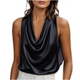thumbnail image 1 of XFLWAM Silk Satin Halter Tops for Women Summer Cowl Neck Tie Back Blouses Going Out Sleeveless Business Casual Tank Top, 1 of 9