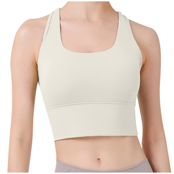 XFLWAM Sports Bra for Women Non Padded Strappy Cropped Tops Solid Color Workout Yoga Crop Tank Tops