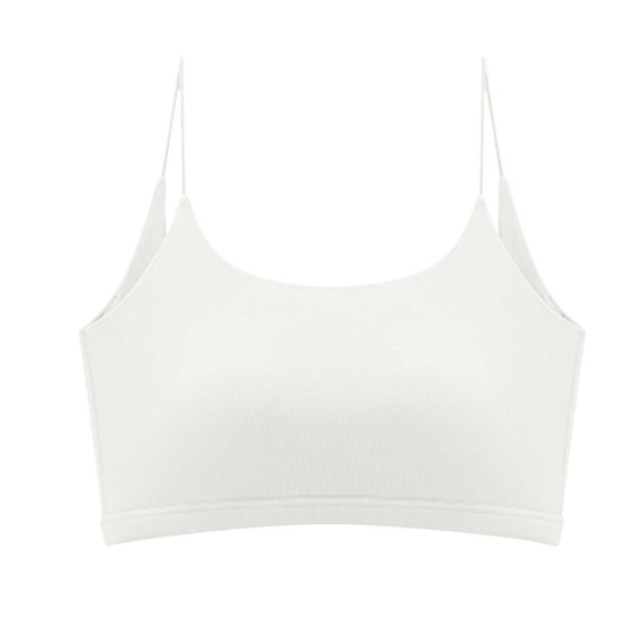 XFLWAM Sports Bra for Women Spaghetti Strap Scoop Neck Wireless Padded Bra Yoga Workout Crop Top Solid Lightweight Underwear