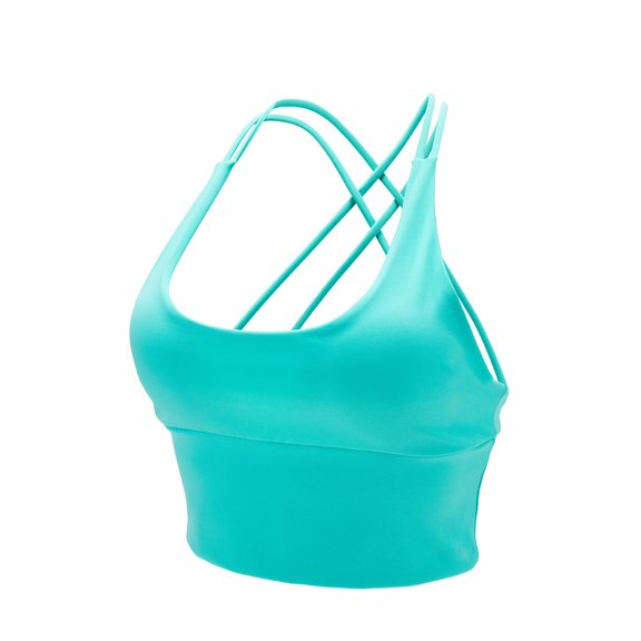 XFLWAM Sports Bra for Women Summer Criss Cross Back Medium Support Solid Color Tank Tops Strappy Workout Yoga Corp Cami Bra