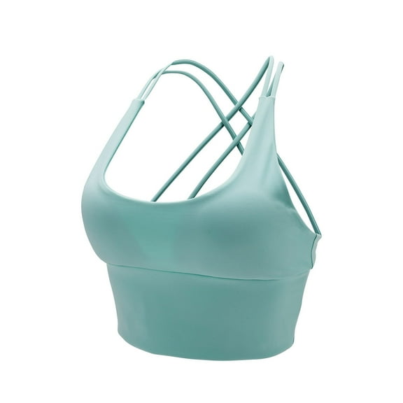 XFLWAM Sports Bra for Women Summer Criss Cross Back Medium Support Solid Color Tank Tops Strappy Workout Yoga Corp Cami Bra