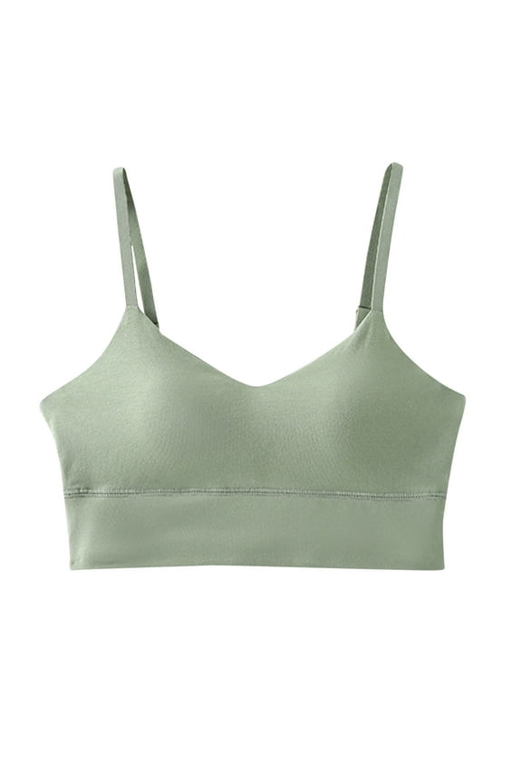 Sports Bras for Women Adjustable Spaghetti Straps Bralette Padded Yoga Bra Basic Wireless Bra Camisole