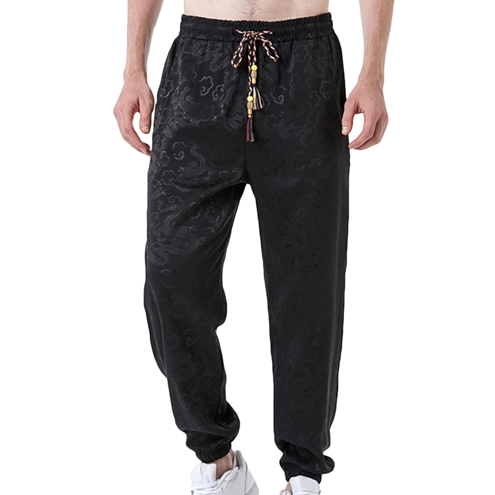Men's Casual Cotton Sweatpants Ankle-Length Elastic Waist Loose Fit Lounge  Pants Trendy Solid Color Sports Pants - Walmart.com