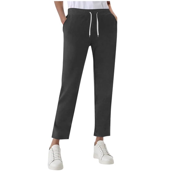 XFLWAM Sweatpants for Women Fall Casual Lightweight Sports Workout Pants Drawstring Elastic Waist Straight Leg Jogger Trousers with Pockets