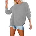 thumbnail image 1 of XFLWAM Sweatshirt for Women Crewneck Long Sleeve Side Split Tops Casual Solid Color Loose Pullover Shirts, 1 of 7