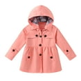 thumbnail image 1 of XFLWAM Toddler Girls Single Breasted Trench Coat Hooded Coat Dress Casual Fall Winter Kids Casual Windbreaker Outerwear, 1 of 9