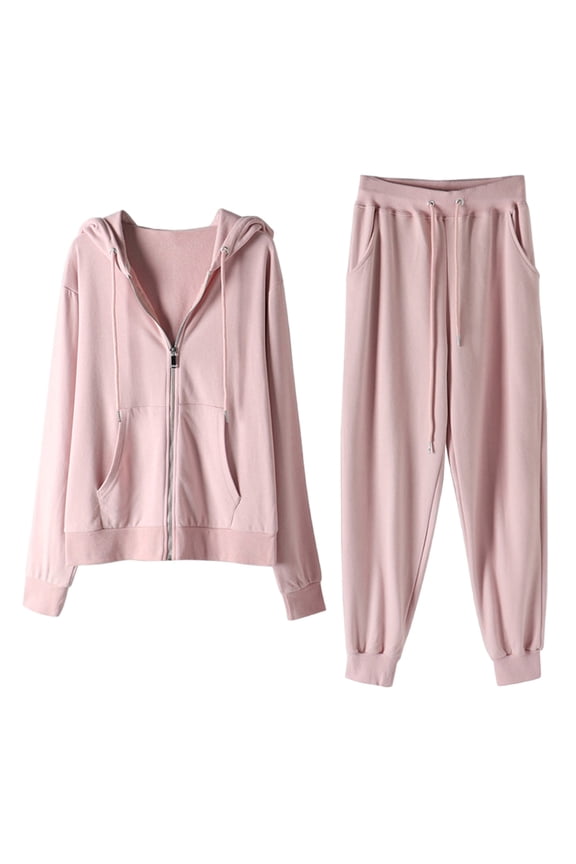 Track Suits for Women Set Comfy Loose Sweatsuit 2 Piece Set Full Zip Up Long Sleeve Jacket Hood Sports Sweatpants