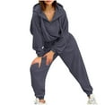 thumbnail image 1 of XFLWAM Two Piece Set for Womens Corduroy Half Zip Cropped Sweatshirt Pullover Sweatpants Tracksuit Casual Fall Outfit, 1 of 6