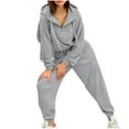 thumbnail image 1 of XFLWAM Two Piece Set for Womens Corduroy Half Zip Cropped Sweatshirt Pullover Sweatpants Tracksuit Casual Fall Outfit, 1 of 7