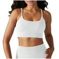 thumbnail image 1 of XFLWAM V Neck Strappy Sports Bras for Women Thin Spaghetti Strap Padded Bra Sexy Wireless Yoga Bra Crop Top, 1 of 5