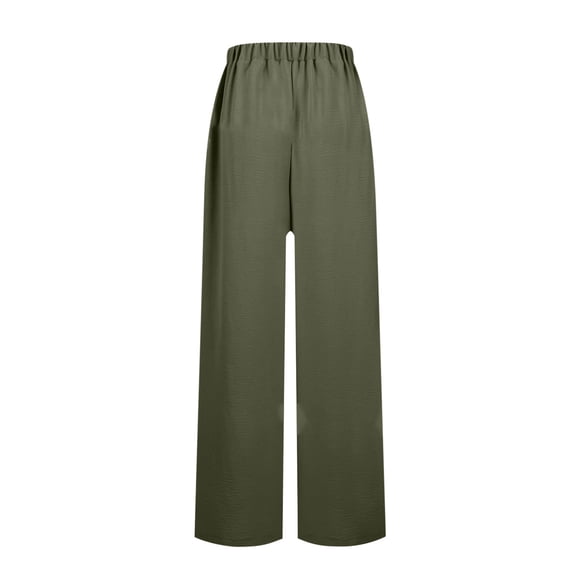 XFLWAM Wide Leg Pants Woman Lounge Pants with Pockets Lightweight High Waisted Adjustable Tie Knot Baggy Loose Trousers Army Green S