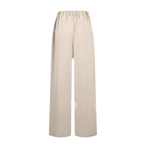 XFLWAM Wide Leg Pants Woman Lounge Pants with Pockets Lightweight High Waisted Adjustable Tie Knot Baggy Loose Trousers Beige S