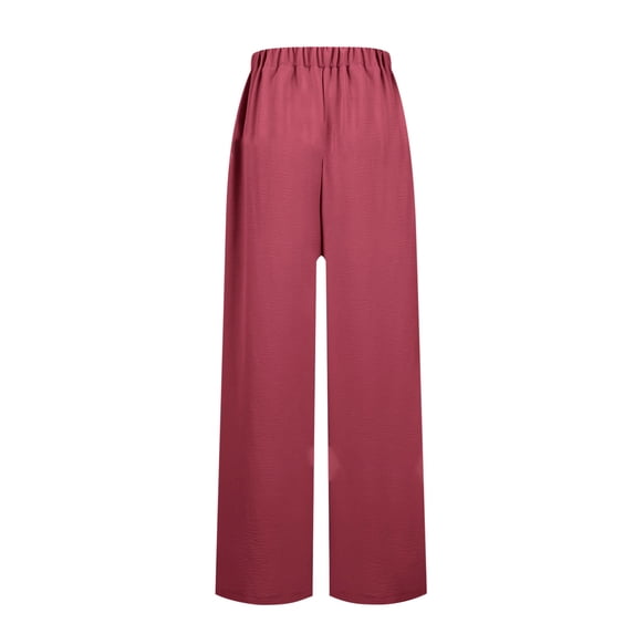 XFLWAM Wide Leg Pants Woman Lounge Pants with Pockets Lightweight High Waisted Adjustable Tie Knot Baggy Loose Trousers Wine XL