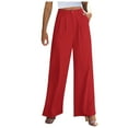 thumbnail image 1 of XFLWAM Wide Leg Pants for Women Work Business Dress Suit Pants Casual High Waisted Dressy Pants Elegant Flowy Trousers Office Red XL, 1 of 8