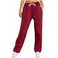 thumbnail image 1 of XFLWAM Wide Leg Sweatpants for Women Baggy Fleece High Waist Joggers Lightweight Comfy Drawstring Sweat Pants with Pockets, 1 of 7