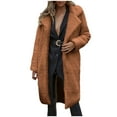 thumbnail image 1 of XFLWAM Winter Coat For Women Faux Fur Fuzzy Fleece Lapel Long Cardigan Faux Fur Warm Winter Outwear Jackets Coffee-1 3XL, 1 of 7