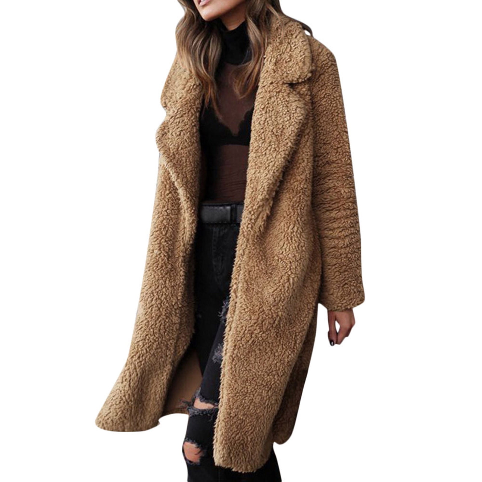 Fuzzy tan clearance coat