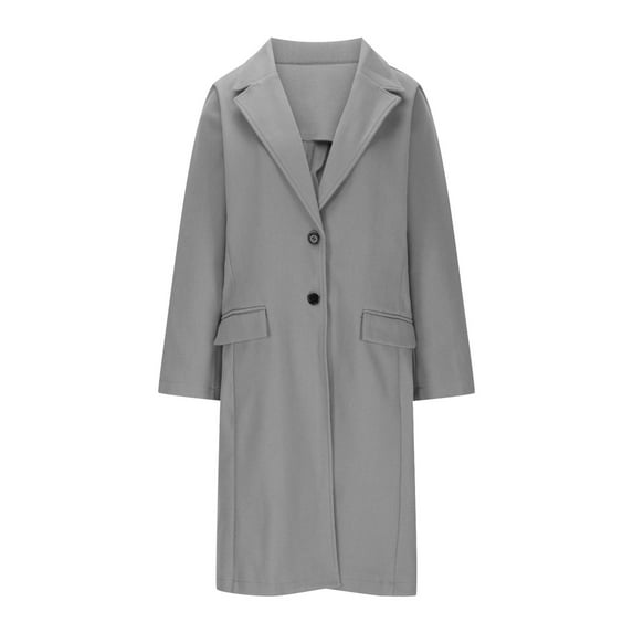 XFLWAM Winter Coats for Women Double Breasted Midi Wool Blend Pea Coats Blazer Jackets for Women Winter Long Sleeve Coat Gray XL