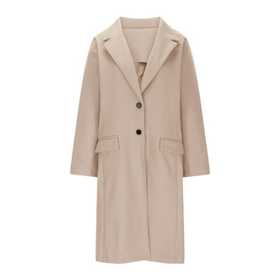 XFLWAM Winter Coats for Women Double Breasted Midi Wool Blend Pea Coats Blazer Jackets for Women Winter Long Sleeve Coat Khaki XXL