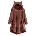 thumbnail image 1 of XFLWAM Winter Coats for Women Fuzzy Fleece Jackets Plus Size Hoodies Overcoat Oversized Button Down Outerwear Brown XL, 1 of 6