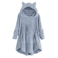 thumbnail image 1 of XFLWAM Winter Coats for Women Fuzzy Fleece Jackets Plus Size Hoodies Overcoat Oversized Button Down Outerwear Dark Gray XL, 1 of 6