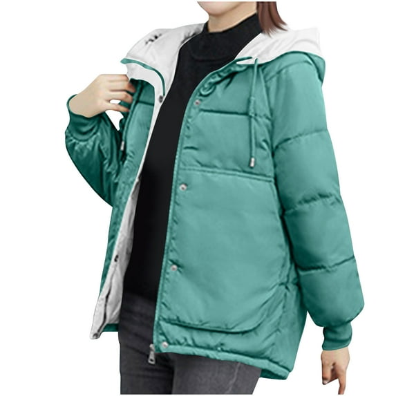 XFLWAM Winter Hooded Coat for Women Warm Fleece Lined Long Quilted Puffer Jacket Sherpa Lined Hooded Outerwear with Pockets Mint Green XL