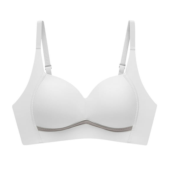 XFLWAM Wireless Push Up Bra for Women Super Soft Wireless Lightly Lined Comfort Bras White 34C