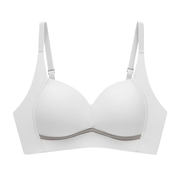 XFLWAM Wireless Push Up Bra for Women Super Soft Wireless Lightly Lined Comfort Bras White 38C