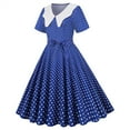 thumbnail image 1 of XFLWAM Women 1950s Vintage Dress Contrast Peter Collar Polka Dot Cocktail Swing Dress 50s Retro Audrey Hepburn Rockabilly Prom Dresses Blue L, 1 of 9