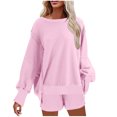 thumbnail image 1 of XFLWAM Women 2 Piece Outfits Sweat Shorts Sets Cozy Oversized Casual Lounge Matching Set Sweatsuit Tracksuit Clothes, 1 of 6
