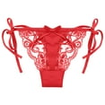 thumbnail image 1 of XFLWAM Women Adjustable Sides Tie Panties Bowknot Lace Sheer Mesh G-String Thongs Underwear Red, 1 of 5
