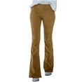 thumbnail image 1 of XFLWAM Women Corduroy Flare Pants Elastic Waist Bell Bottom Trousers Casual Wide Leg Trousers Khaki S, 1 of 8