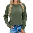 thumbnail image 1 of XFLWAM Women Crew Neck Long Sleeve Pullover Tops Casual Plus Size T Shirts Comfy Ribbed Knit Lightweight Sweatshirts, 1 of 6