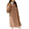 thumbnail image 1 of XFLWAM Women Double Breasted Pea Coat Casual Long Lapel Work Office Overcoat Trenchcoats with Pocket, 1 of 5