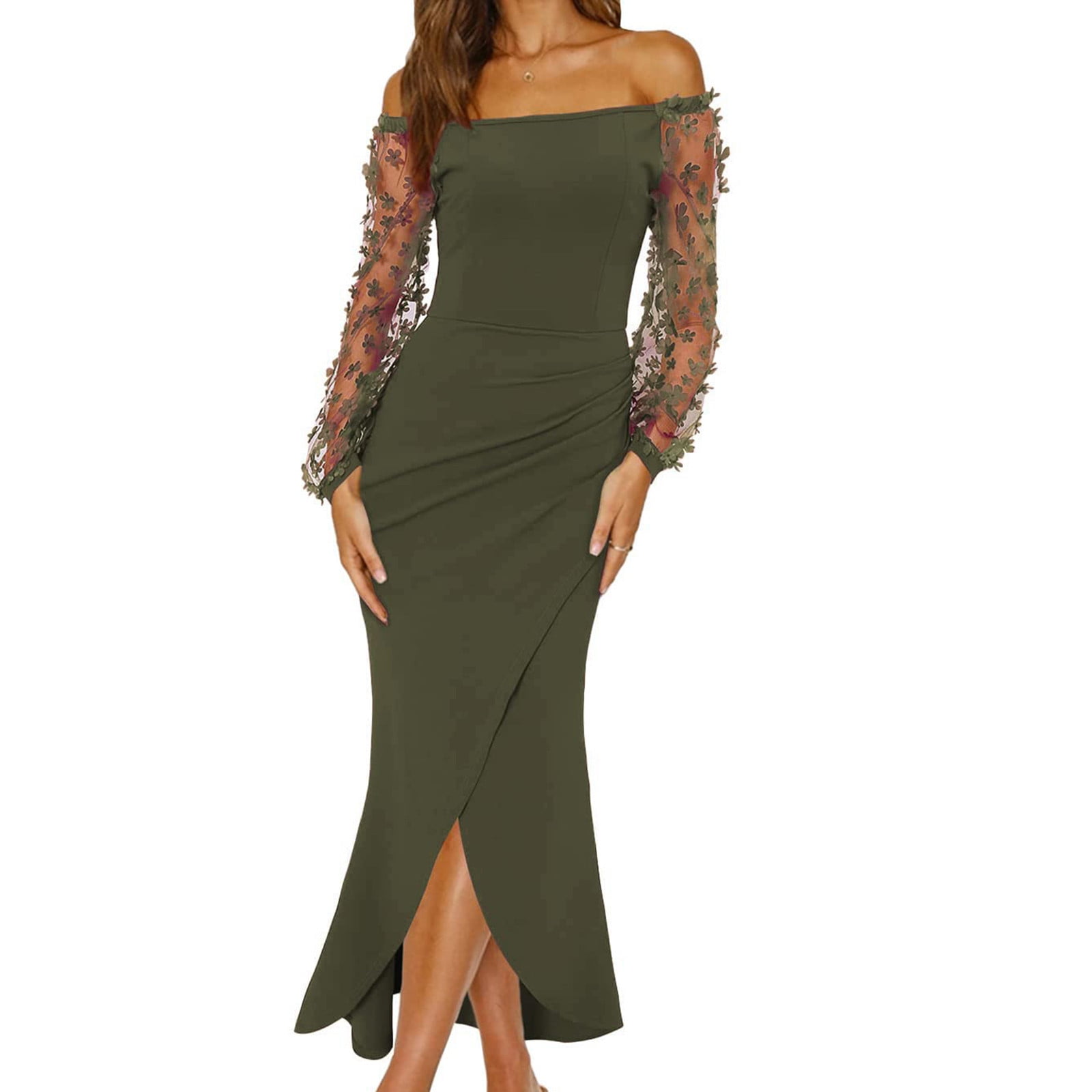 Sexy See-Through Ruched Off Shoulder Wrapped Skirt Dresses Sexy See-Through Ruched Off Shoulder Wrapped Skirt Dresses