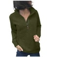 thumbnail image 1 of XFLWAM Women Fashion Quilted Pattern Lightweight Zipper Long Sleeve Plain Casual Ladies Sweatshirts Pullovers Shirts Tops Army Green XL, 1 of 6