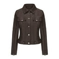 thumbnail image 1 of XFLWAM Women Faux Leather Jacket Lapel Collar Motorcycle Zip Up Tops Long Sleeve Motor Biker Short Coat Jacket Brown XL, 1 of 9