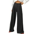 thumbnail image 1 of XFLWAM Women High Waist Casual Wide Leg Long Palazzo Pants Button Down Loose Business Work Office Trousers with Pockets Black XXL, 1 of 7