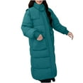 thumbnail image 1 of XFLWAM Women Long Quilted Coat Mid Length Long Sleeve Puffer Jacket Solid Hooded Padded Coats Thick Warm Winter Outerwear Green XL, 1 of 5