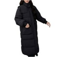thumbnail image 1 of XFLWAM Women Long Quilted Coat Mid Length Long Sleeve Puffer Jacket Solid Hooded Padded Coats Thick Warm Winter Outerwear S, 1 of 5