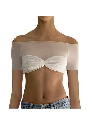 White See Through Crop Top With Short Sleeves Cryptographic Slim