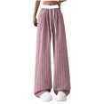 thumbnail image 1 of XFLWAM Women Striped Pants Y2k Wide Leg Lounge Pants Baggy Drawstring Elastic High Waist Trousers Comfy Going Out Pants Red S, 1 of 5